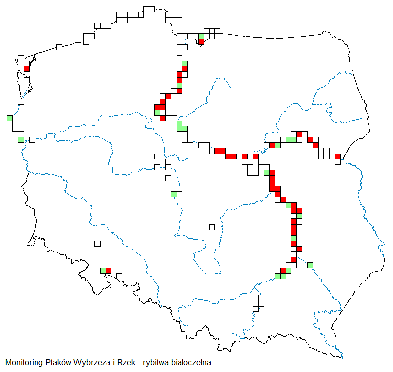 Większość kwadratów znajduje się w dolinie środkowej Wisły oraz w dolinie Bugu.